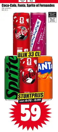 Dirk Coca-Cola, Fanta, Sprite of Fernandes aanbieding