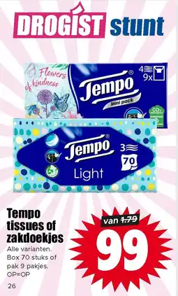 Dirk Tempo tissues of zakdoekjes aanbieding