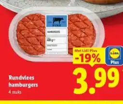Lidl Rundvlees hamburgers aanbieding