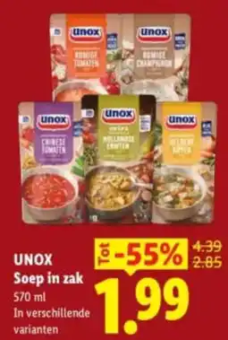 Lidl UNOX Soep in zak aanbieding