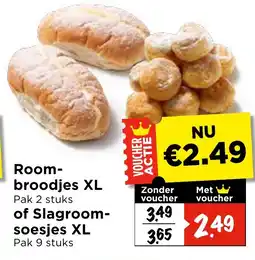 Vomar Voordeelmarkt Roombroodjes xl of slagroomsoesjes xl aanbieding