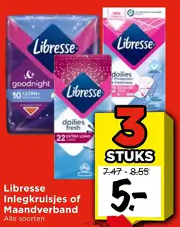 Vomar Voordeelmarkt Libresse Inlegkruisjes of Maandverband aanbieding
