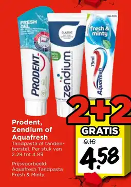 Vomar Voordeelmarkt Prodent, Zendium of Aquafresh aanbieding