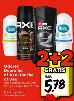 Vomar Voordeelmarkt Odorex Deoroller of Axe Douche of Deo aanbieding