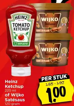 Vomar Voordeelmarkt Heinz Ketchup of Wijko Satésaus aanbieding