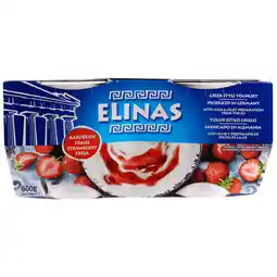Dekamarkt Elinas Yoghurt griekse stijl aardbei 4 stuks aanbieding