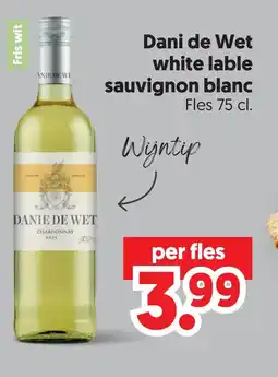 Dekamarkt Dani de Wet white lable sauvignon blanc aanbieding