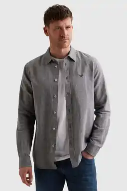 Wehkamp PME Legend regular casual overhemd met linnen grijs aanbieding