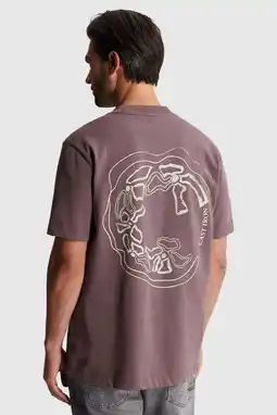 Wehkamp Cast Iron regular fit T-shirt met backprint - donkerpaars aanbieding