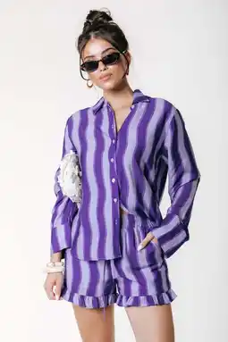 Wehkamp Colourful Rebel viscose gestreepte blouse - lavendel aanbieding