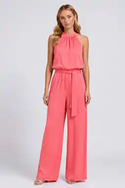 Wehkamp Freebird viscose jumpsuit met ceintuur - roze aanbieding