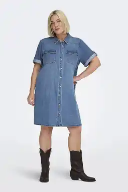 Wehkamp ONLY CARMAKOMA jurk gebreid medium blue denim aanbieding