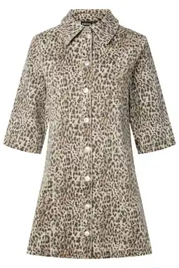 Wehkamp PIECES Curve spijkerjurk Plus Size met dierenprint - bruin aanbieding