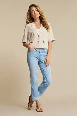 Wehkamp Red Button Kate Fancy Stitching slim fit jeans light blue denim aanbieding