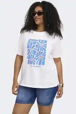 Wehkamp ONLY CARMAKOMA T-shirt met backprint wit aanbieding