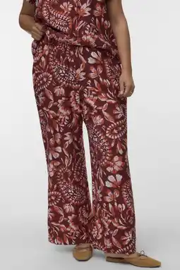 Wehkamp VERO MODA CURVE wide leg highwaist gebloemde casual broek oranje aanbieding