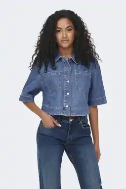 Wehkamp ONLY denim blouse medium blue denim aanbieding