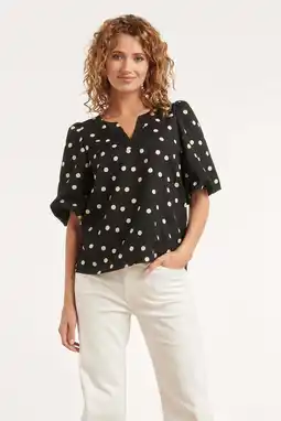 Wehkamp Smashed Lemon top met stippen - zwart aanbieding