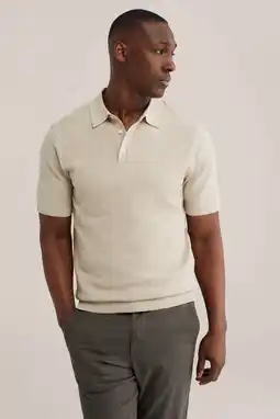 Wehkamp WE Fashion regular gestreepte polo fijn gebreid beige aanbieding