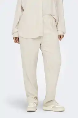 Wehkamp ONLY CARMAKOMA highwaist casual broek met linnen ecru aanbieding