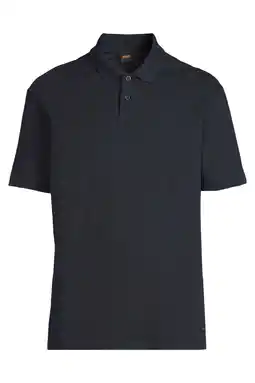 Wehkamp BOSS regular polo met linnen donkerblauw aanbieding