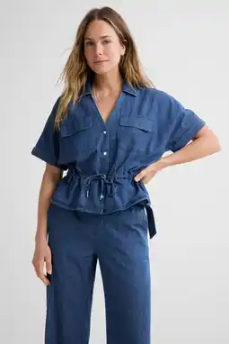Wehkamp Red Button denim blouse donkerblauw aanbieding