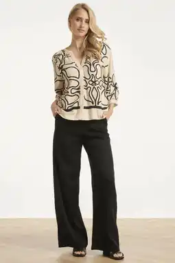 Wehkamp Smashed Lemon gebloemde blouse met linnen - ecru aanbieding