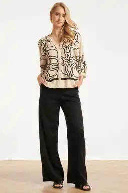 Wehkamp Smashed Lemon gebloemde blouse met linnen - ecru aanbieding