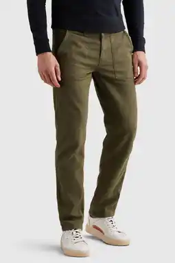 Wehkamp PME Legend relaxed casual broek met linnen donkergroen aanbieding