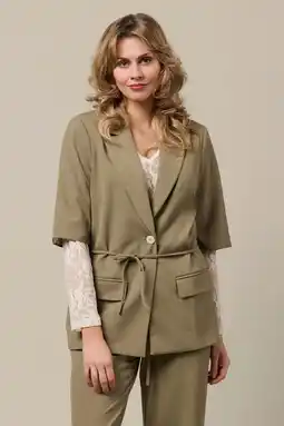 Wehkamp Co Woman regular blazer kaki aanbieding
