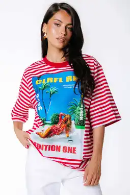 Wehkamp Colourful Rebel oversized gestreept T-shirt - rood aanbieding