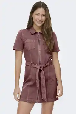 Wehkamp ONLY denim mini jurk rood aanbieding