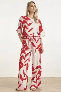 Wehkamp Smashed Lemon regularwaist gebloemde casual broek rood aanbieding