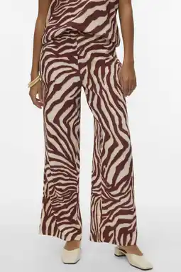 Wehkamp VERO MODA wide leg regularwaist casual broek donkerrood aanbieding