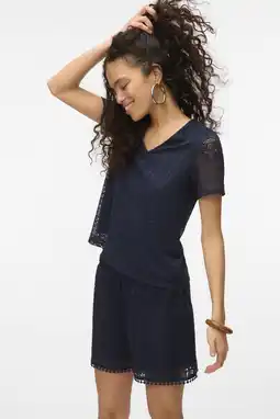 Wehkamp VERO MODA top crochet donkerblauw aanbieding