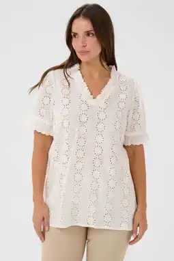 Wehkamp Kaffe Curve blousetop wit broderie aanbieding