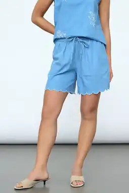 Wehkamp SisterS Point regular fit casual short met borduursels - lichtblauw denim aanbieding