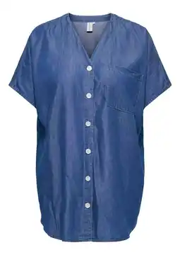 Wehkamp ONLY CARMAKOMA blouse Plus Size - mediumblauw aanbieding