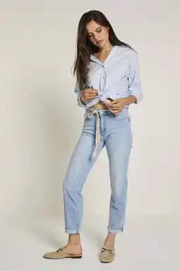 Wehkamp Para Mi highwaist loose fit jeans light blue denim aanbieding