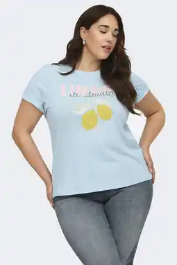 Wehkamp ONLY CARMAKOMA T-shirt lichtblauw aanbieding