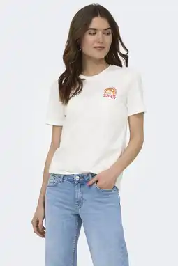 Wehkamp ONLY T-shirt met backprint ecru aanbieding