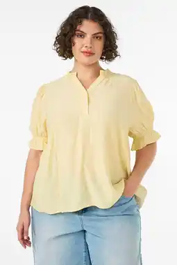 Wehkamp Zizzi rechtvallend blousetop Plus Size - lichtgeel aanbieding