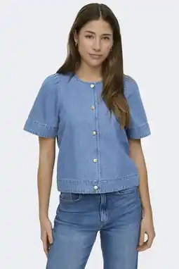 Wehkamp ONLY blouse light blue denim aanbieding