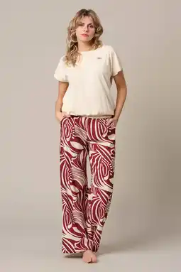 Wehkamp Co Woman viscose loose fit broek met print - donkerrood aanbieding