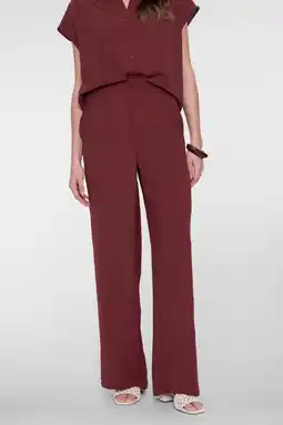 Wehkamp Geisha pantalon met hoge taille en riemlussen roodbruin aanbieding