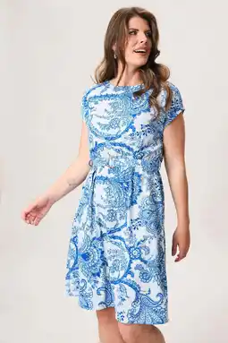 Wehkamp Miss Etam korte jurk met print - blauw aanbieding