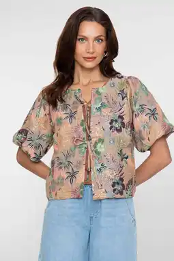 Wehkamp Geisha gebloemde jack taupe aanbieding