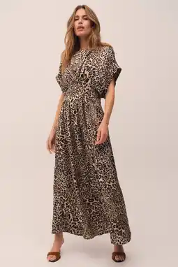 Wehkamp Gossia maxi jurk met panterprint bruin aanbieding