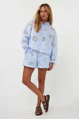 Wehkamp AMAYA Amsterdam gestreepte blouse broderie lichtblauw aanbieding