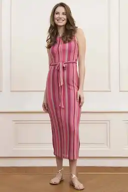 Wehkamp Lofty Manner Lange maxi jurk met streepprint roze aanbieding